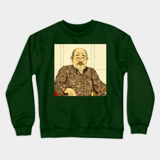 Asian painting. An elderly bearded man looking at camera Crewneck Sweatshirt